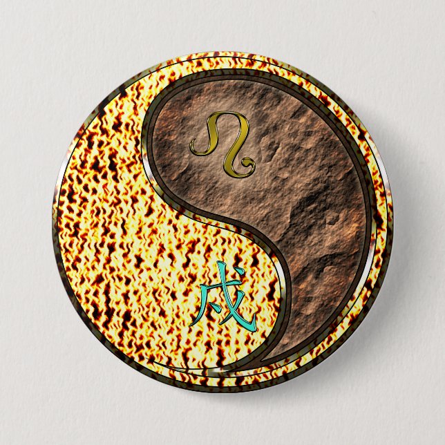 Bóton Redondo 7.62cm Leão & Cão da Terra (Frente)