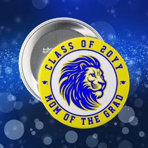 Bóton Redondo 7.62cm Leões Amarelo e Azul Mãe do Formando