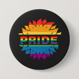 Bóton Redondo 7.62cm LGBT+Orgulho amor. Flor arco-íris Magnet