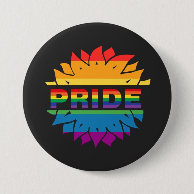 Bóton Redondo 7.62cm LGBT+Orgulho amor. Flor arco-íris Magnet (Frente)