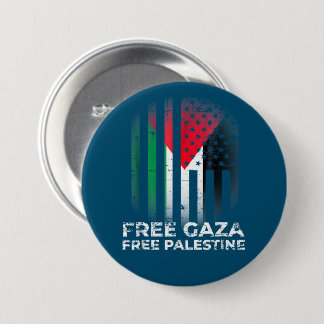Bóton Redondo 7.62cm Liberdade para Gaza Palestina Bandeira Vintage Pal