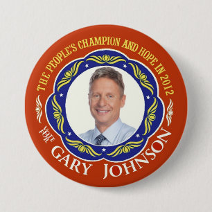 Bóton Redondo 7.62cm Libertário de Gary Johnson para o presidente 2012