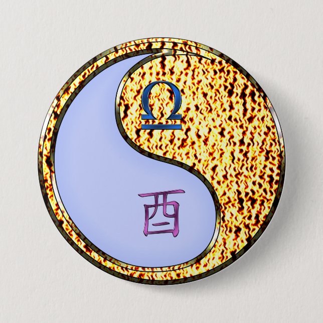 Bóton Redondo 7.62cm Libra & Galo de Fogo (Frente)