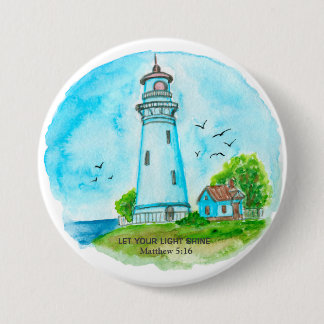 Bóton Redondo 7.62cm Lighthouse Deixe Sua Luz Brilhar Matthew 5:16