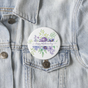 Bóton Redondo 7.62cm Lilac floral personalizada em aquarela 