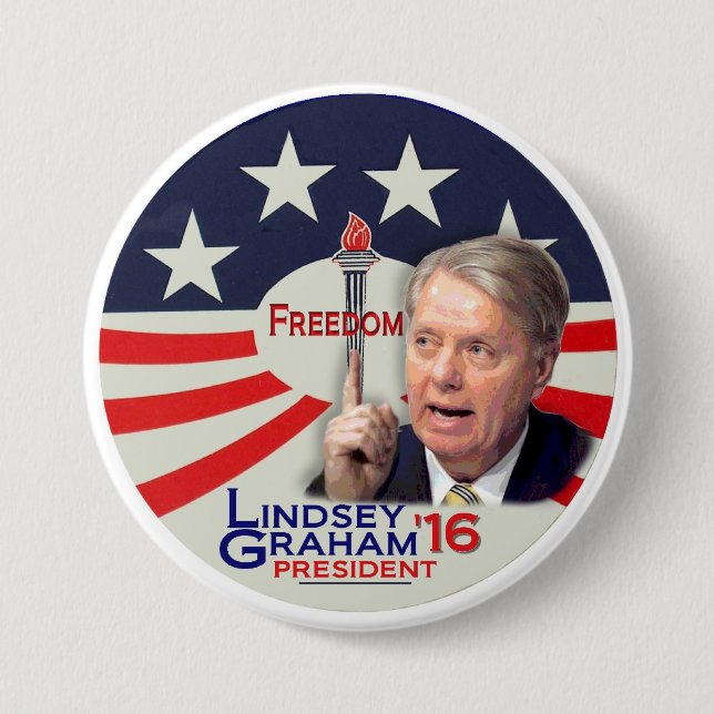 Bóton Redondo 7.62cm Lindsey Graham para o presidente 2016 (Frente)