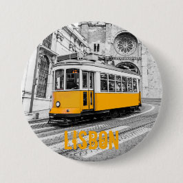 Bóton Redondo 7.62cm Lisboa Tram Portugal vintage streetcar