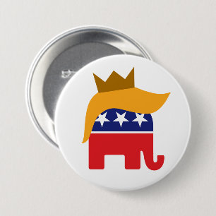 Bóton Redondo 7.62cm Logotipo do Elefante de Trump com Coroa