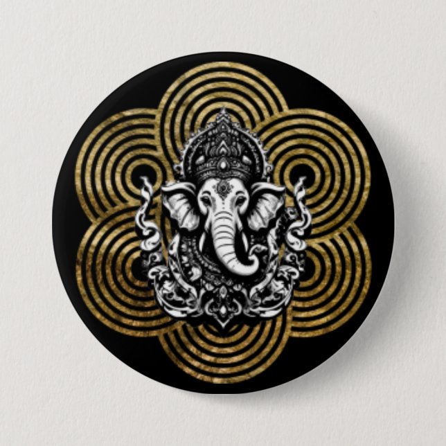 Bóton Redondo 7.62cm Lord Ganesha (Frente)