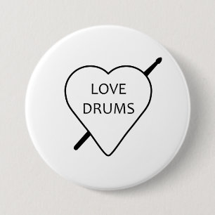 Bóton Redondo 7.62cm Love Drums Crachá