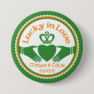 Bóton Redondo 7.62cm Lucky in Love Irish Claddagh Wedding