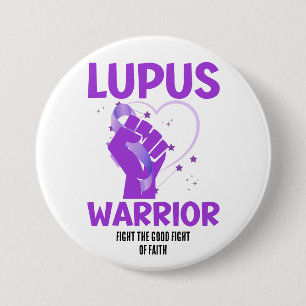 Bóton Redondo 7.62cm LUPUS WARRIOR Roxo Levantando Consciência Mês
