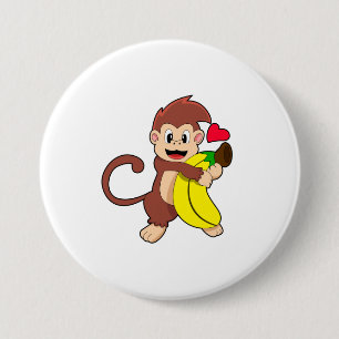 Bóton Redondo 7.62cm Macaco com Banana