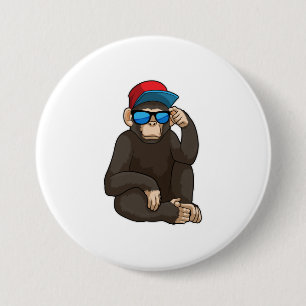 Bóton Redondo 7.62cm Macaco com óculos de sol