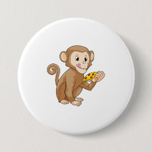 Bóton Redondo 7.62cm Macaco com pizza