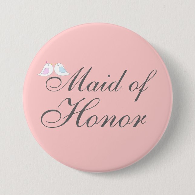 Bóton Redondo 7.62cm Madrinha de casamento bonito dos pássaros do amor (Frente)