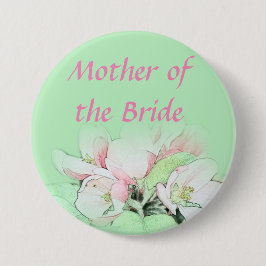 Bóton Redondo 7.62cm Mãe da flor da maçã da rosa claro bonito da noiva