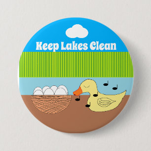 Bóton Redondo 7.62cm Mamãe Duck Cantando Em Seus Ovos