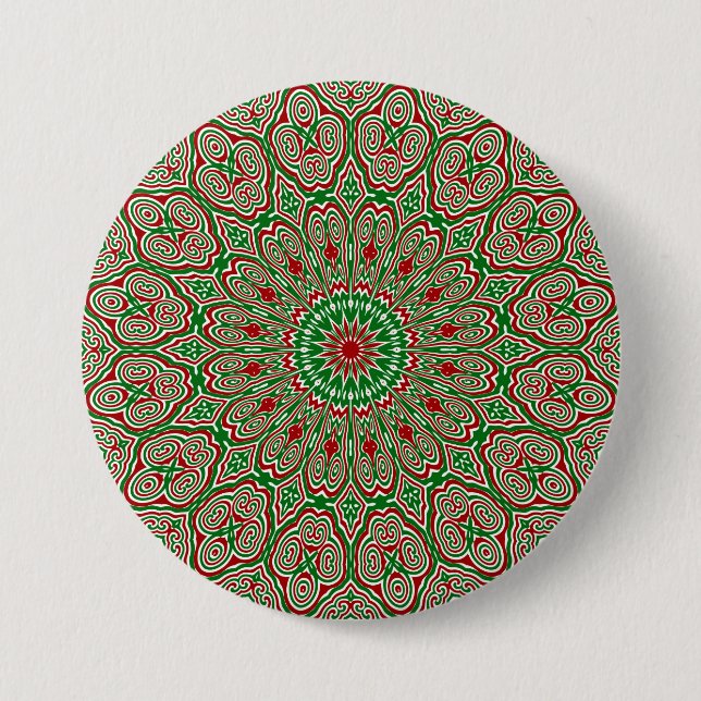 Bóton Redondo 7.62cm Mandalá Natalino Ornamental 2 (Frente)