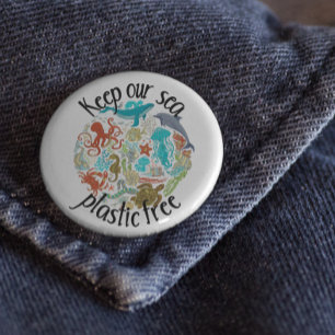 Bóton Redondo 7.62cm Mantenha a baleia de tartaruga livre de plástico n