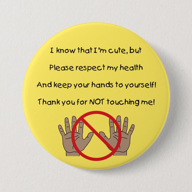 Bóton Redondo 7.62cm Mantenha as mãos no botão automático (YAA) (Frente)