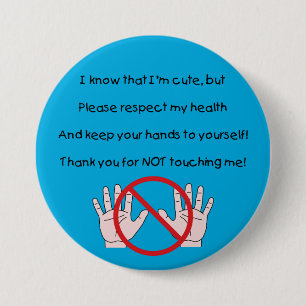 Bóton Redondo 7.62cm Mantenha por favor as mãos ao botão do auto (BC)