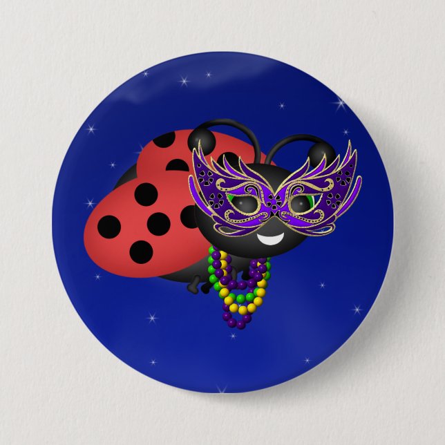 Bóton Redondo 7.62cm Mardi Gras Ladybug (Frente)