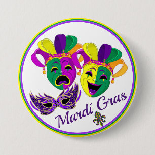Bóton Redondo 7.62cm Mardi Gras Party Colorful Big Button Mask