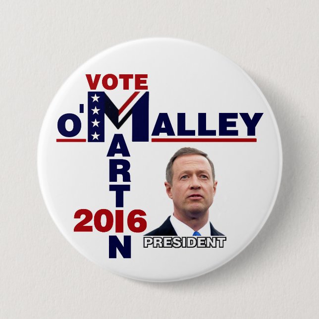 Bóton Redondo 7.62cm Martin O'Malley para o presidente 2016 (Frente)