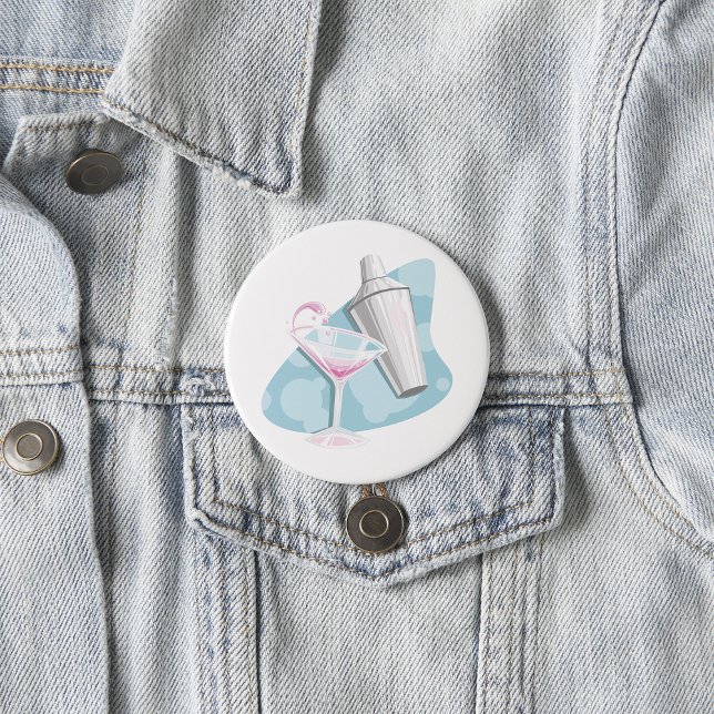 Bóton Redondo 7.62cm Martini Glass E Shaker (Criador carregado)