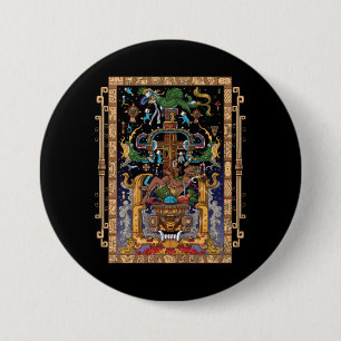 Bóton Redondo 7.62cm Mayan Astronauta King Pakal