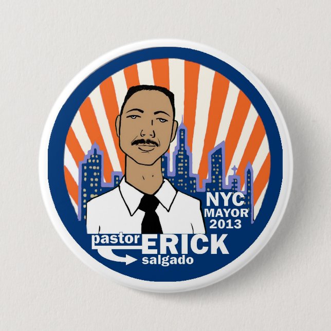 Bóton Redondo 7.62cm Mayor 2013 de Erick Salgado NYC do pastor (Frente)