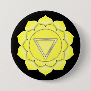 Bóton Redondo 7.62cm Meditação Espiritual Zen Yoga, Amarela Chakra