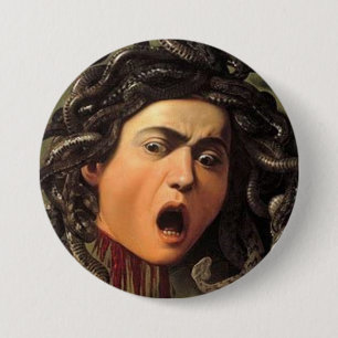 Bóton Redondo 7.62cm Medusa Cabeça Por Caravaggio