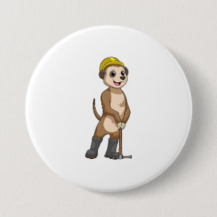 Bóton Redondo 7.62cm Meerkat como Miner com Pickaxe