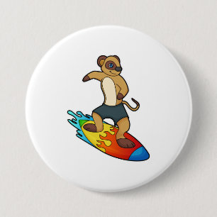 Bóton Redondo 7.62cm Meerkat como Surfer com Surfboard