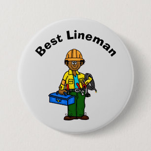 Bóton Redondo 7.62cm Melhor Botão Lineman - Masculino ou Africano Negro