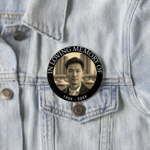 Bóton Redondo 7.62cm Memorial de Morte com Foto Personalizado Moderno