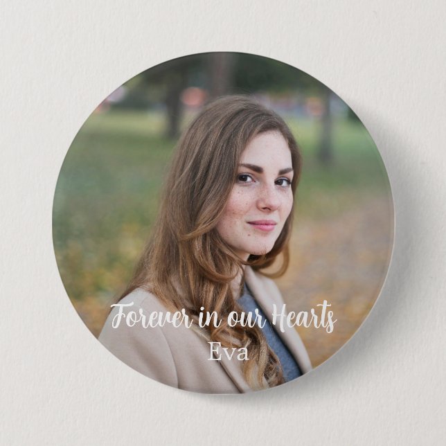 Bóton Redondo 7.62cm Memorial Moderno de Memória para Sempre em Nossos  (Frente)