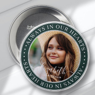 Bóton Redondo 7.62cm Memorial Sempre Em Nossos Corações Foto Elegante