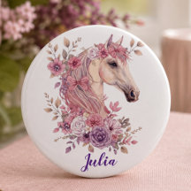 Meninas Monograma de Cavalo Rosa Roxo Pastel Fofo