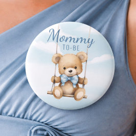 Bóton Redondo 7.62cm Menino Urso de Pelúcia Mamãe Vai Ser Pin