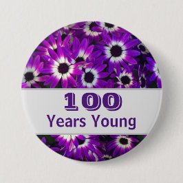 Bóton Redondo 7.62cm Milestone Birthday Purple Flower Photo Floral