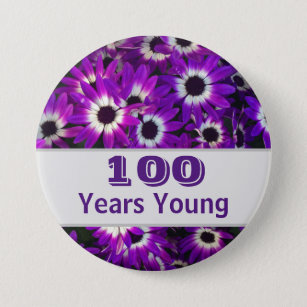 Bóton Redondo 7.62cm Milestone Birthday Purple Flower Photo Floral