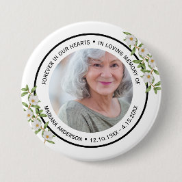Bóton Redondo 7.62cm Modern Elegant White Floral Forever in our Hearts
