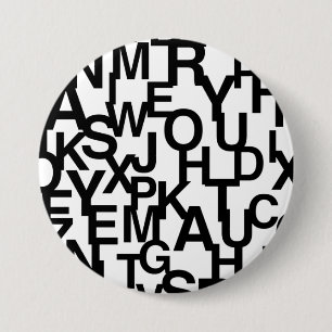 Bóton Redondo 7.62cm Moderno, abstrato, padrão confuso com letras