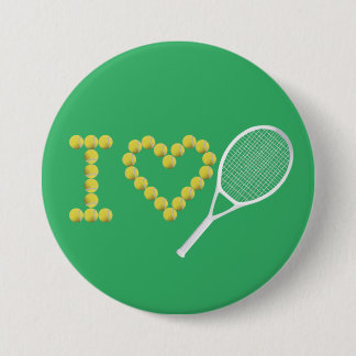 Bóton Redondo 7.62cm Moderno I Love Tênis Green