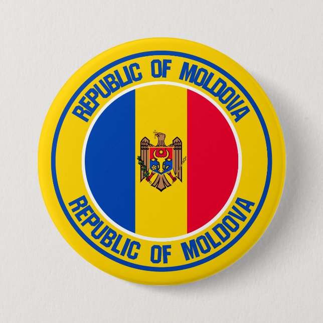 Bóton Redondo 7.62cm Moldávia Round Emblem (Frente)