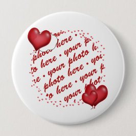 Bóton Redondo 7.62cm Moldura de Fotos de Balões de Coração Flutuante