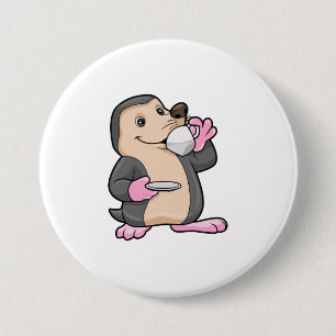 Bóton Redondo 7.62cm Mole com Taça de Café e Saucer